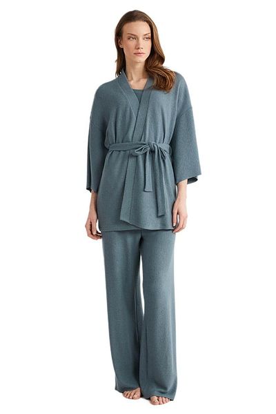 Penyemood Set pijamale albastre pentru femei din bumbac pieptănat Mood - 9529