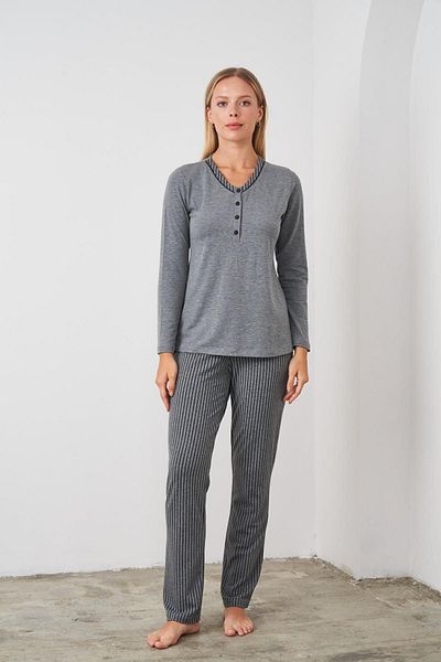 PJS 24522 Γυναικείο Σετ Πιτζάμες Ριγέ Πατιλέτα