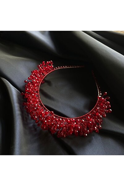 Mery Bordo Kristal Taç /saç Aksesuarı/taç/takı