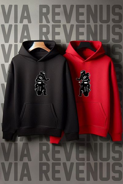 Vordevia Biker Valentine Printed Oversize Combination Sweatshirt