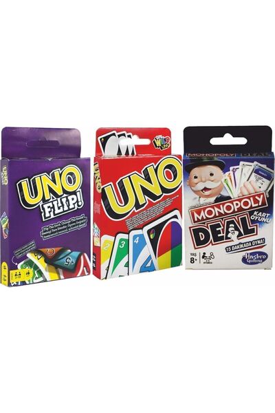 Monopol Uno Classic و Uno Flipy و Monopoly 3 في 1 مجموعة اقتصادية مكونة من 3 قطع