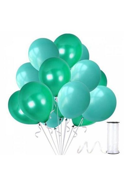 HKNYS 75 Pieces Water Green-Metallic Pearlescent Green Red Balloon,+5 Meters Balloon Chain