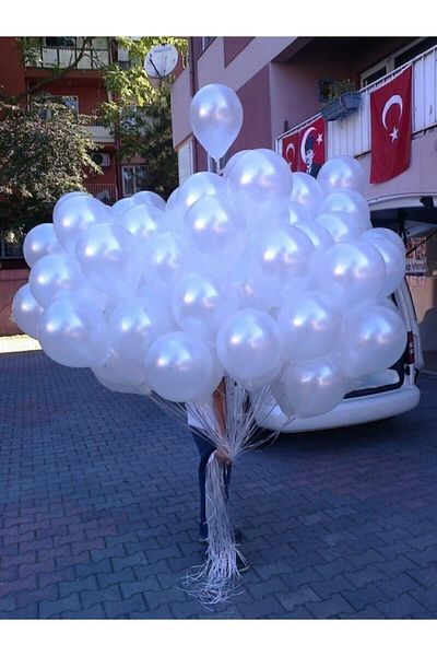 HBK White Metallic Balloon 10 Pieces
