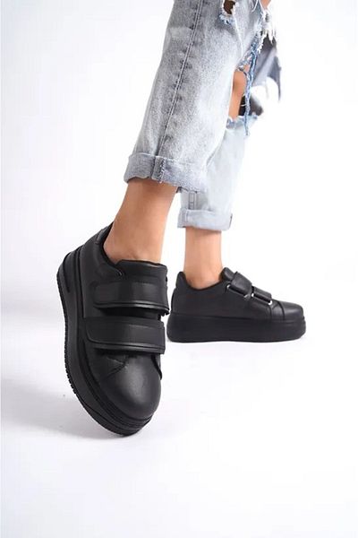 GARAJJ Femei - Adidași pentru femei cu talpă înaltă, cu bandă dublă, cu velcro, cu talpă groasă