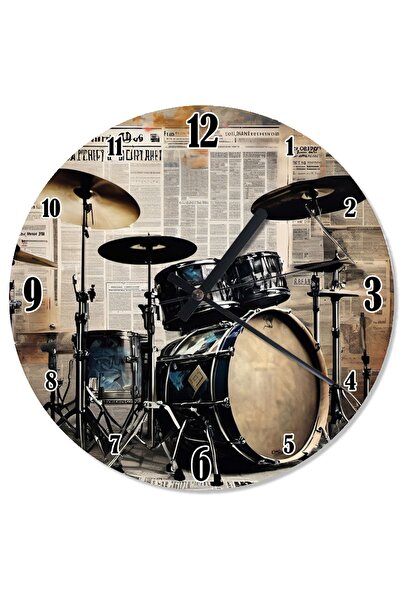 ekart Gazete Fon Bateri Seti Tasarım Duvar Saati