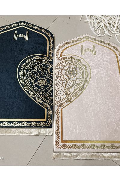 GÜRTAŞ Sponge Padded Velvet Fabric Prayer Coated Prayer Rug