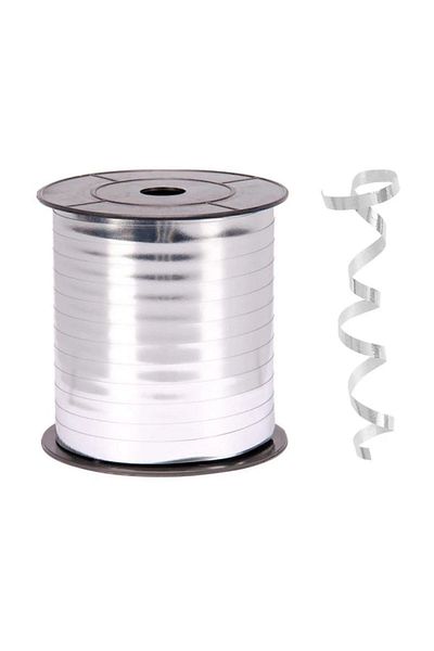 HKNYS Metallic Silver Color Raffia 8 Mm X 200 M - Extra Metallic - Balloon Rope - Balloon Bagging Rope