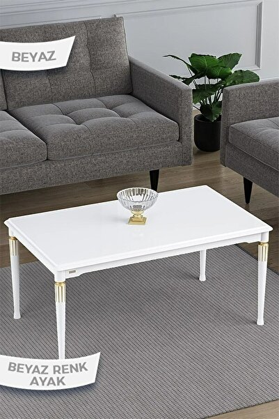 Canisa Zeyra Serisi, 1.Sınıf MDF ve Lake Boya, Avangart Beyaz Orta Sehpa