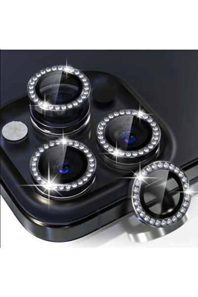 eaksesuarnet iPhone 14 Pro Max Uyumlu Kamera Koruyucu Taşlı Cam Lens Mercek K...