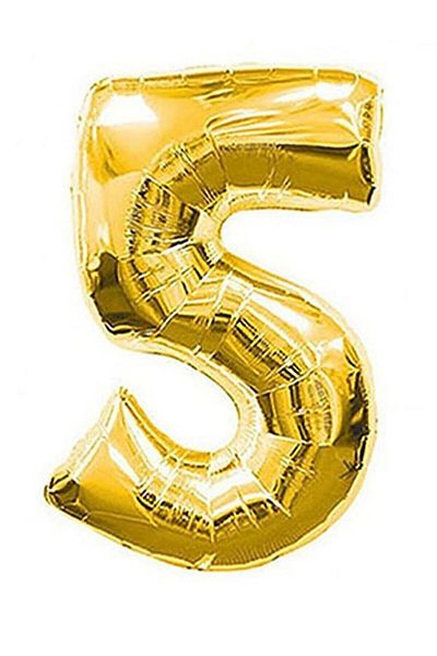 HKNYS 5 Year Old Number Foil Balloon 76 Cm 32 Inch - Gold Color Foil Balloon