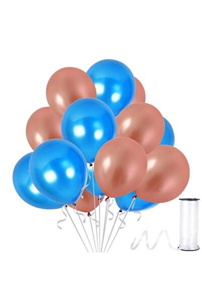 HKNYS 50 Pieces Metallic Rose Gold, Blue Balloon Concept-party Balloon