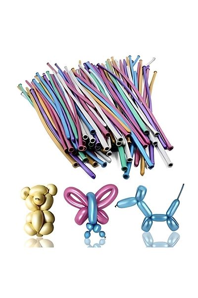 HKNYS Chrome (mirror) Sausage Balloon 10 Pieces Colorful Chrome Sausage Balloon