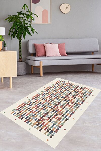 SÜNGERSAN Dijital Baskılı Kaymaz Taban Yıkanabilir Tay Tüyü Kumaş Oturma Odas...