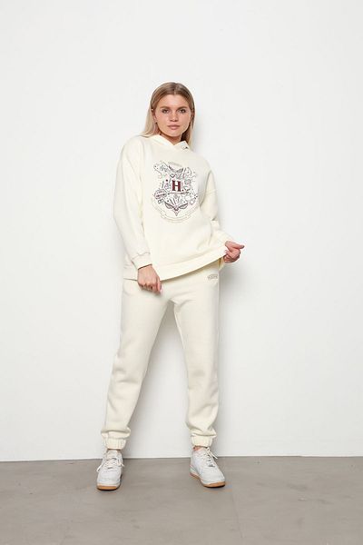 İKLİM LİFE Ecru 3 Thread Hooded and Printed Suit Set