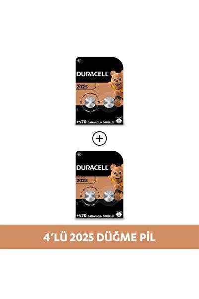 Duracell Özel 2025 Lityum Düğme Pil 3V (CR2025), 4’lü Paket