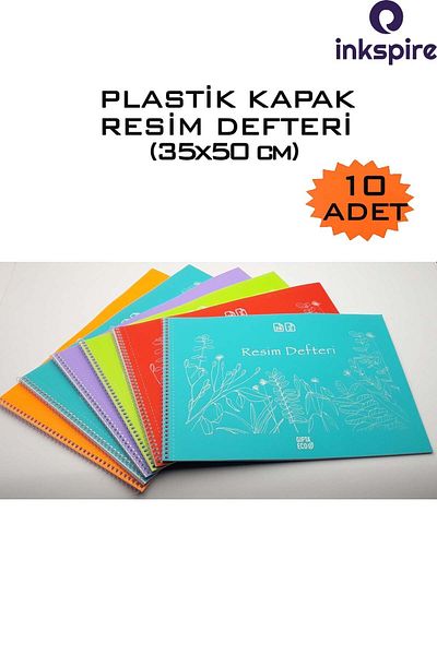 inkspire Caiet de imagini cu spirală cu capac din plastic de 35x50 cm - 25 coli, capac PP 10 bucăți, cu semne de rupere cu inele