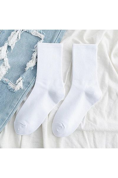 Crazy Socks Λευκό βαμβακερό σετ τένις κολλεγίου 4 τεμαχίων