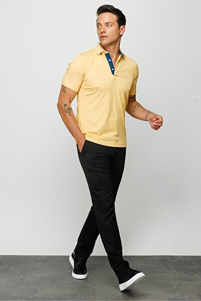 Desen Triko Men's Polo Neck T-shirt Yellow