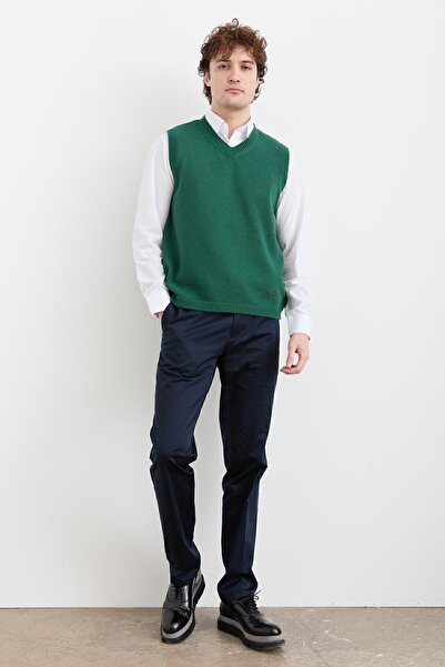 Desen Triko Men's V-Neck Thick Classic Wool Sweater