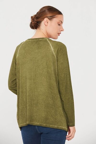 Desen Triko Women's Crew Neck Zippered Combed Cotton Jacket Khaki