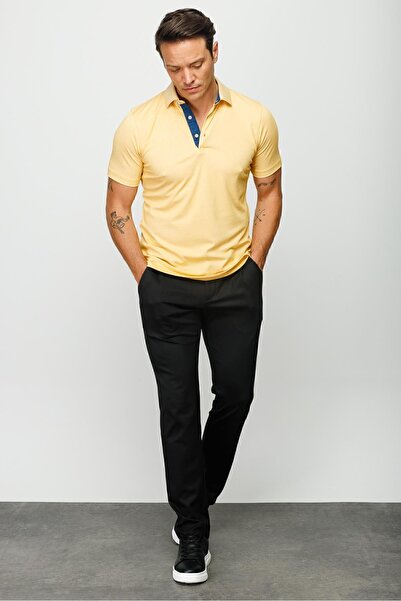 Desen Triko Men's Polo Neck T-shirt Yellow