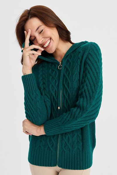 Desen Triko Cardigan din lână împletită din dantelă de păr cu glugă K.Ö.başı