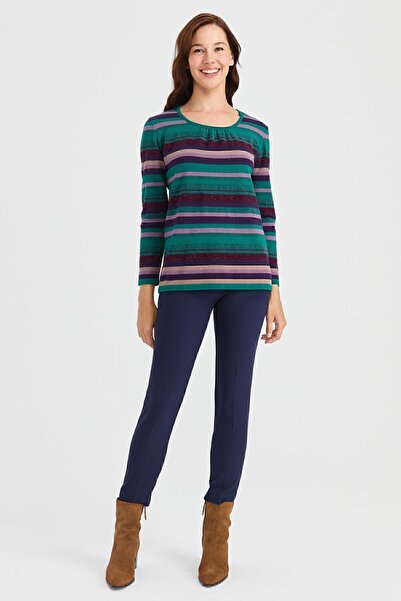 Desen Triko Γυναικεία μπλούζα με ριγέ γιακά με γκλίτερ Ligra Early B.C