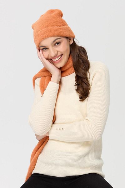 Desen Triko Women's Knitwear Afrodit Beret A.Orange