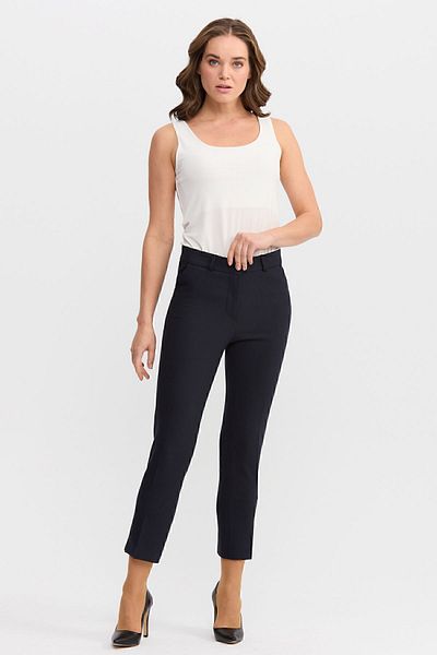 Desen Triko Women's Side Pocket Ankle Length Classic Trousers Navy Blue
