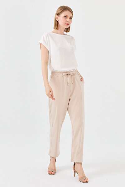 Desen Triko Women's Pocket Pants Beige