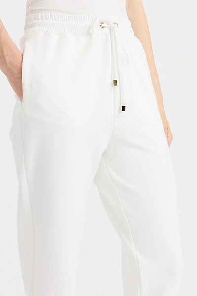 Desen Triko Pantaloni de trening cu buzunare, cu șireturi, pentru femei, albi