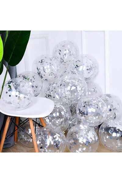 Partioutlet White Silver Confetti Balloon