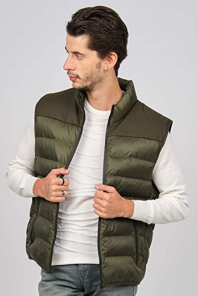 Desen Triko Men's Quilted Puffer Vest 02421493 Khaki