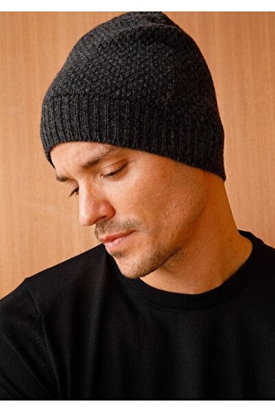 Desen Triko Men's Wool Beret Dark Smoked