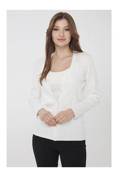 Desen Triko Tricotaj de vară pentru femei Cardigan Ecru