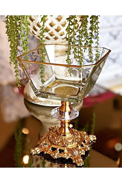 Paşabahçe 6 Pieces Metal Leged Magnolia with Gold Detail-bowl-ice cream bowl-sugar bowl