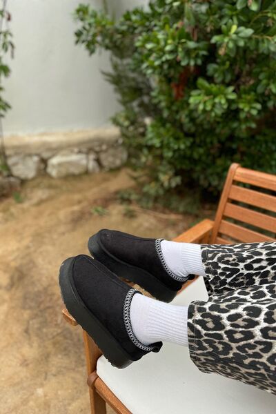 SHOEBELLAS Černý semiš - Kožešinové boty Aliza