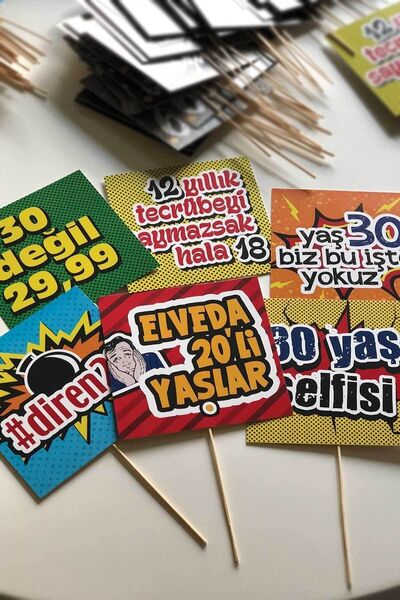 bi tutam mutluluk 30 Yaş Doğum Günü Konuşma Balonları 6 Adet - Kb117