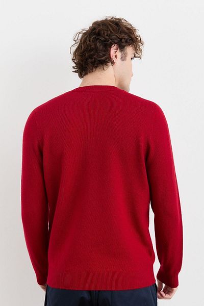 Desen Triko Men's V-Neck Basic Wool Sweater Red
