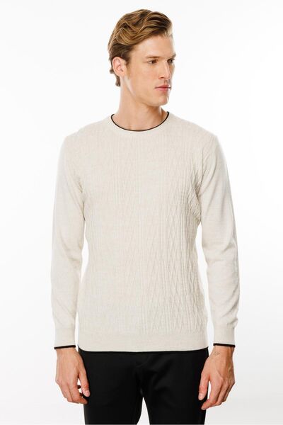 Desen Triko Чоловічий V.Bej Казак - Нульовий комір і передня частина з візерунком «баклава»