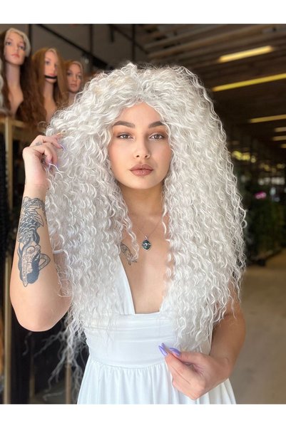 Suzan Peruk Afro Dalgalı Afro Saç Peruk Eksra havalı El yapımı komple tak ve çık Fiber peruk