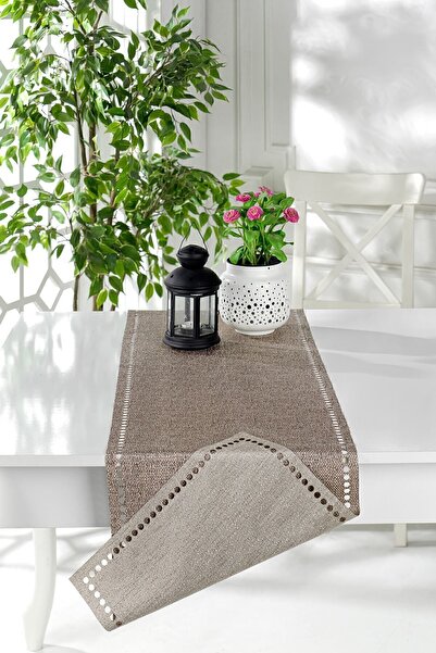 ÖZENEV Evine Özen Runner Amerikan Servis Masa Örtüsü 40x140 Cm Pudra Çift Taraflı