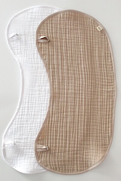 O&G Collection 2'li %100 Pamuklu Organik Kum Beji 4 Katlı Müslin Bebek Omuz Ö...