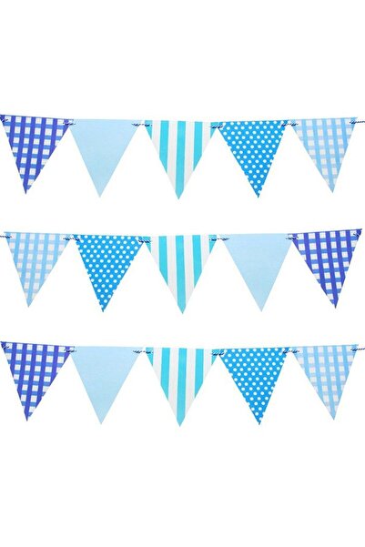 Partioutlet Mavi Üçgen Desenli Flama 12 Adet