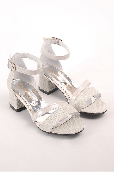 Rıdvan Çelik Girl - Pearl Ankle Buckle Heeled Evening Dress Shoes