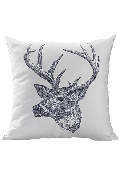 ÖZENEV 43X43 New Year Throw Pillow Cover White Black Deer Pattern New Year Christmas Happy New Year
