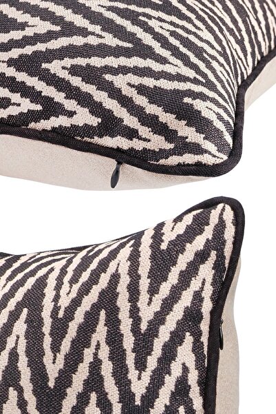 ÖZENEV 43X43 Special Design Woven Throw Pillow Cover - Hidden Zipper, Ribbed Living Room Decorative