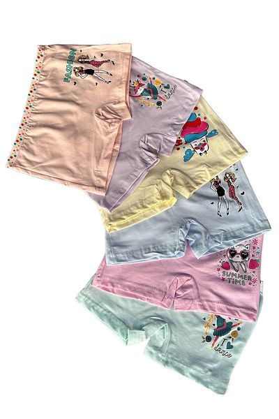 Dondeza Dondeza Printed Girl's Boxers - Πακέτο 6 Παστέλ Χρωμάτων