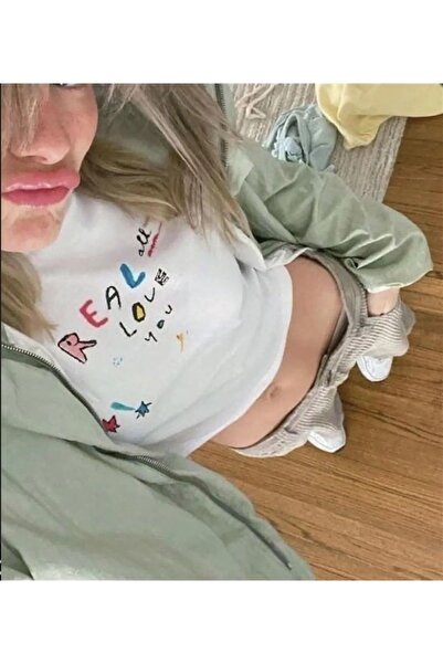 Le Savu Real Love με τύπωμα Λευκό Χρώμα Crop