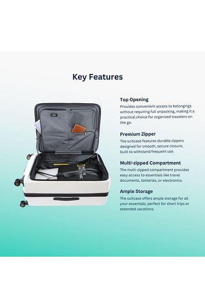 NATIONAL GEOGRAPHIC Lodge Travel Suitcase Set 3 pc White
